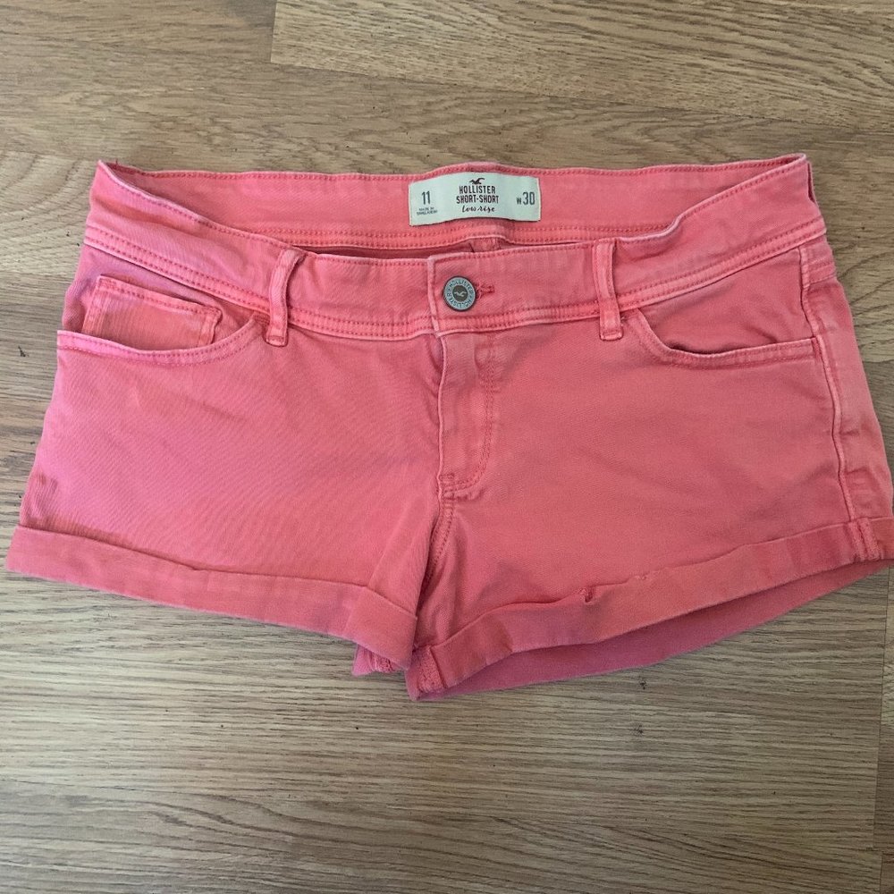 Hollister Coral Pink Short-Short Low-Rise Shorts